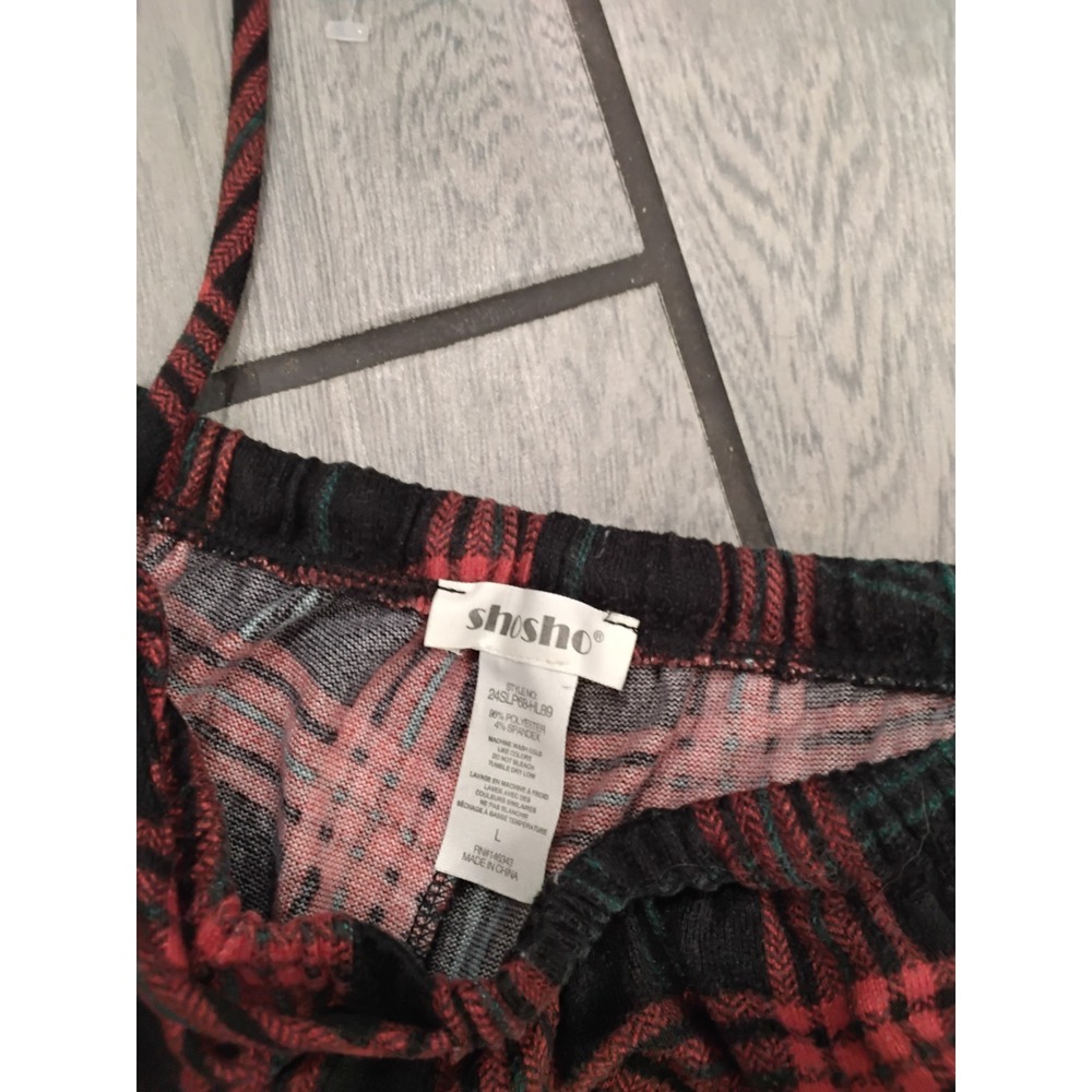 Shosho Womens Plaid Lounge Pants Red Black Wide Leg Pajama Bottoms Large - Picture 3 of 6